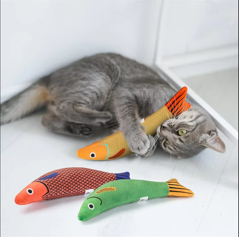 Jouet Interactif pour Chats Poisson avec Herbe à Chat et Effet Sonore