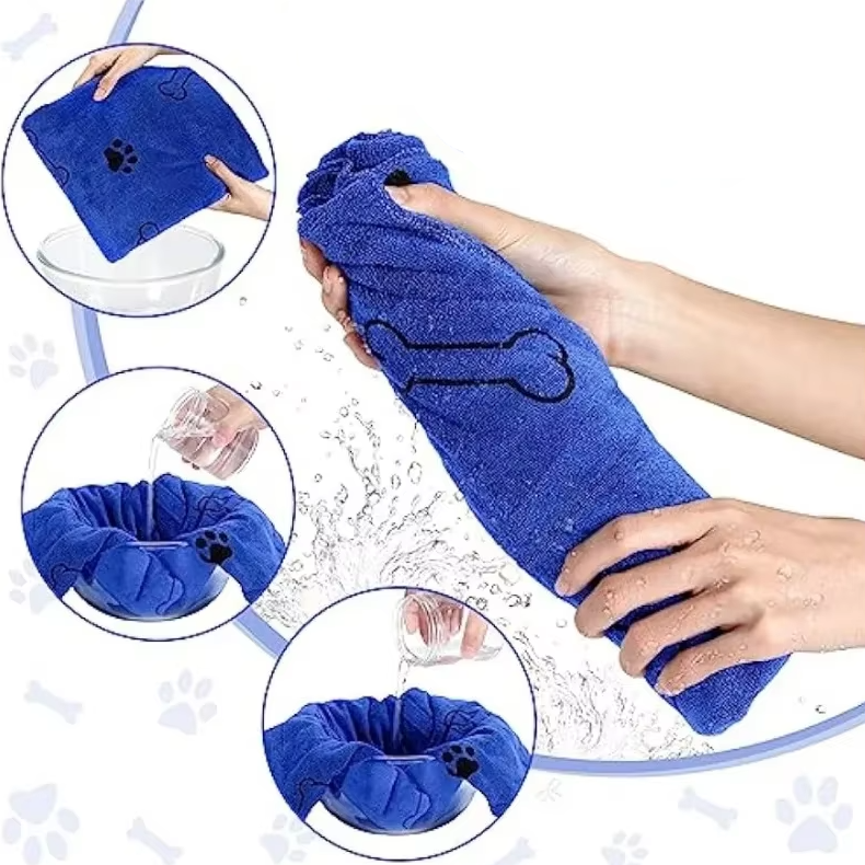 Serviette Super Absorbante pour Chiens - Serviette en Microfibre Douce à Séchage Rapide pour Chiens Chats