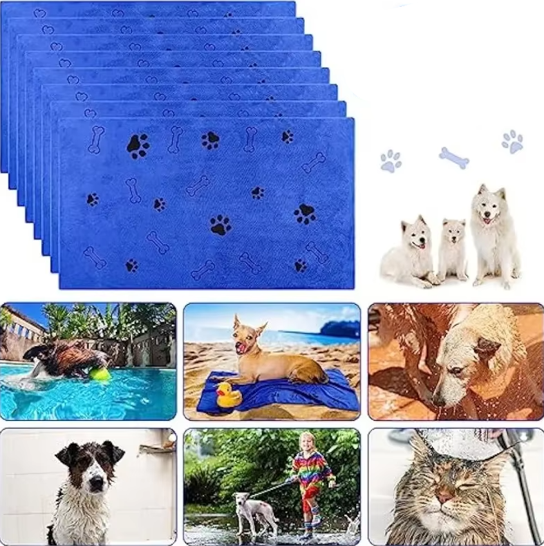 Serviette Super Absorbante pour Chiens - Serviette en Microfibre Douce à Séchage Rapide pour Chiens Chats
