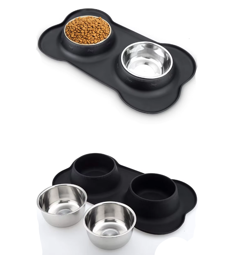 Set D' Assiettes pour Chien avec Tapis Antidérapant