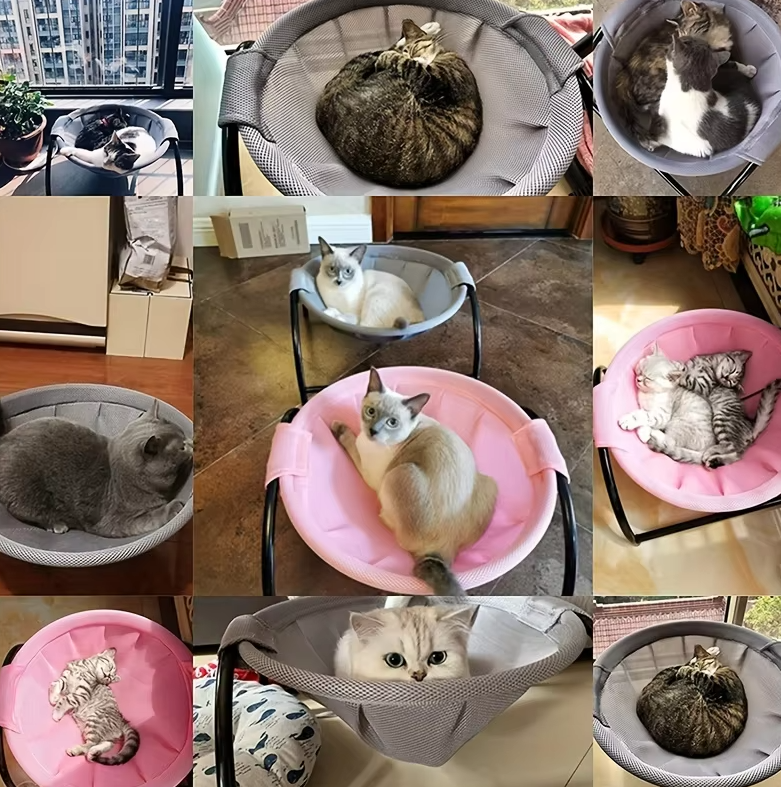 Hamac pour Chats - Lit pour Chats Respirant avec Support Métallique Stable pour des Pauses Confortables