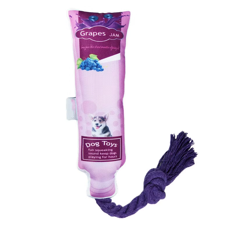 Jouets pour Chiens Confiture de Fruits - Jouet Squeaky avec Corde à Mâcher et à Tirer