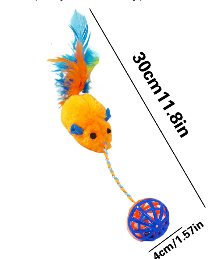 Ensemble de Jouets pour Chats - Souris en Peluche avec Balles à Plumes