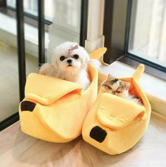 Nid D' Ange en Forme de Banane pour Chiens et Chats - Lit D' Hiver Confortable pour Animaux Domestiques