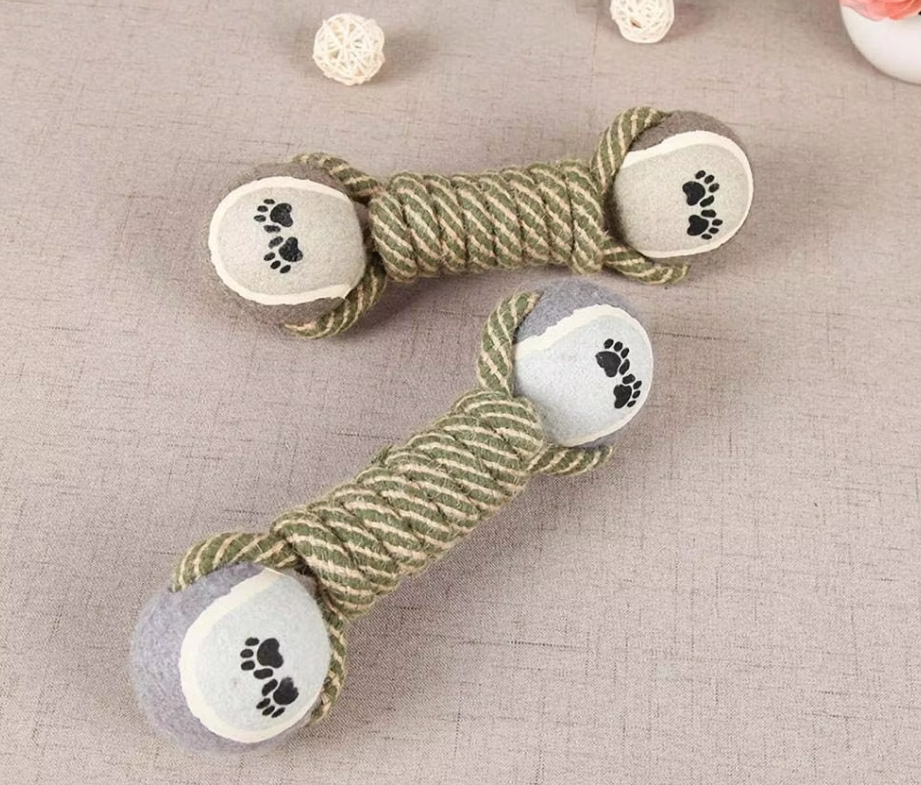 Jouets pour Chiens Corde avec Balles - Jouet à Mâcher pour Chiens avec Empreinte de Patte