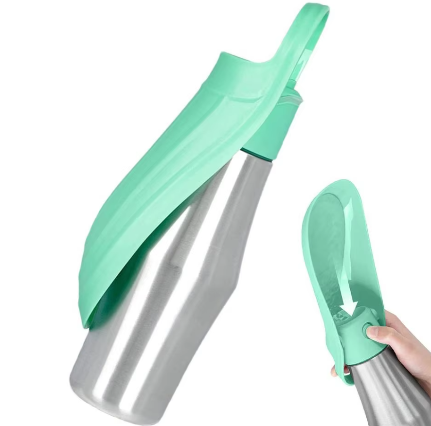 Bouteille en Acier Inoxydable pour Chiens - Distributeur D' Eau Portable avec Bol Pliable
