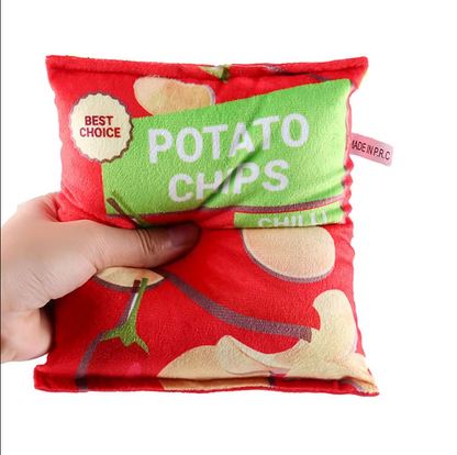 Jouet pour Chien Sac de Chips - Peluche Douce avec Couineur & Effet de Crépitement
