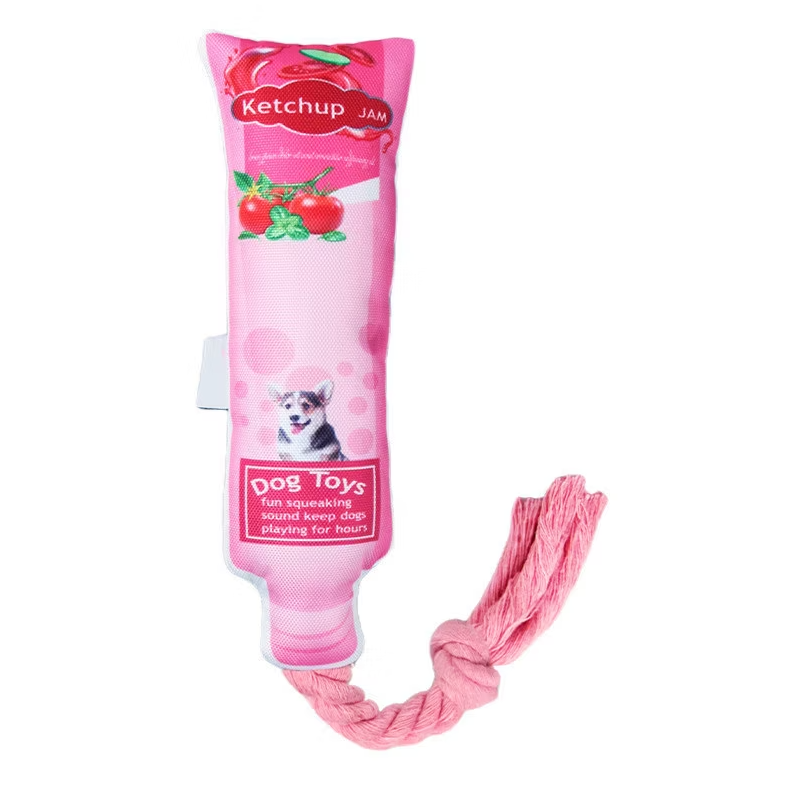 Jouets pour Chiens Confiture de Fruits - Jouet Squeaky avec Corde à Mâcher et à Tirer
