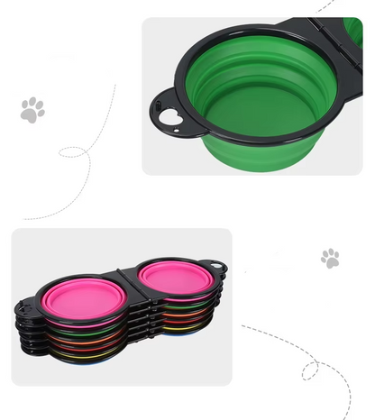 Ecuelle Double Pliable et Réglable pour Animaux Domestiques
