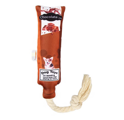 Jouets pour Chiens Confiture de Fruits - Jouet Squeaky avec Corde à Mâcher et à Tirer