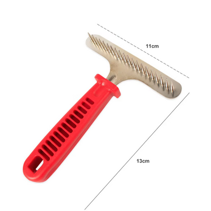 Râteau De Toilettage Pour Chiens Avec Poignée Rouge En Acier Inoxydable