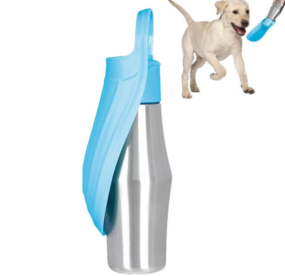 Bouteille en Acier Inoxydable pour Chiens - Distributeur D' Eau Portable avec Bol Pliable