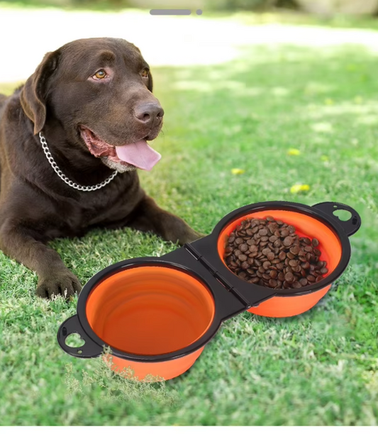 Ecuelle Double Pliable et Réglable pour Animaux Domestiques