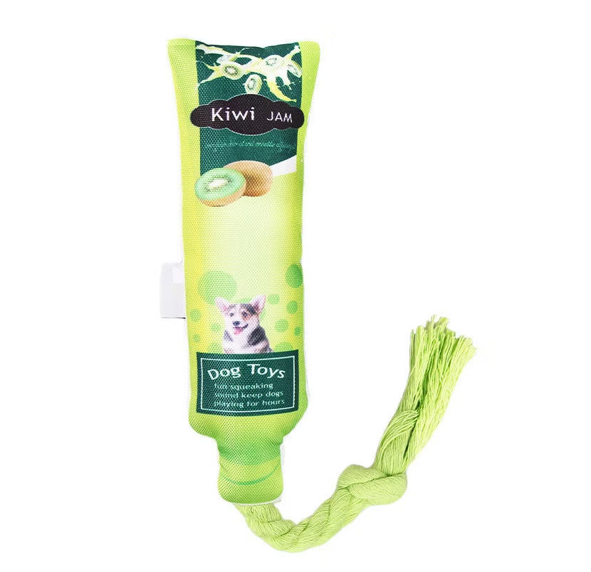 Jouets pour Chiens Confiture de Fruits - Jouet Squeaky avec Corde à Mâcher et à Tirer