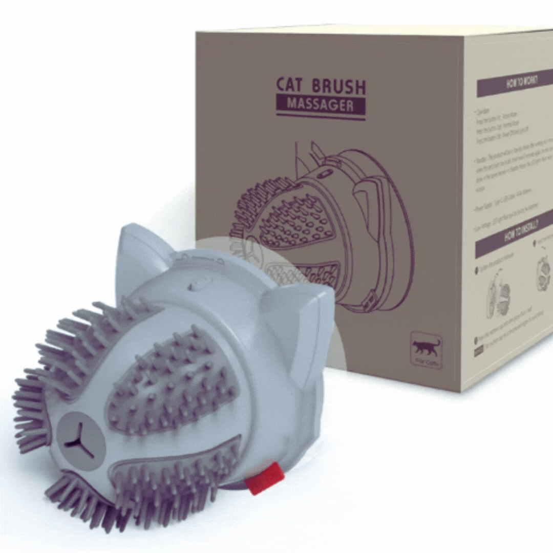 Brosse Électrique Automassante pour Chats avec Compartiment Catnip et Double Alimentation Électrique