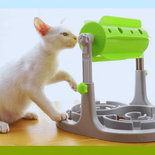 Distributeur De Nourriture Interactif Pour Chiens Avec Fonction Rotative Et Écuelle Anti-glissement
