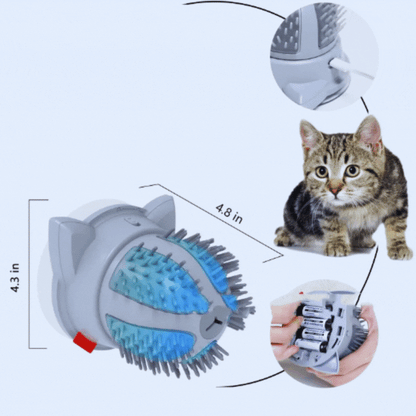Brosse Électrique Automassante pour Chats avec Compartiment Catnip et Double Alimentation Électrique
