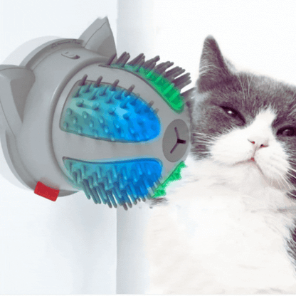 Brosse Électrique Automassante pour Chats avec Compartiment Catnip et Double Alimentation Électrique