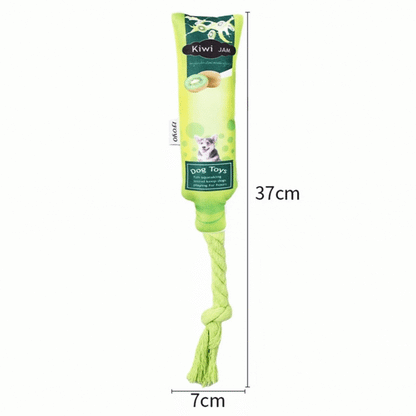Jouets pour Chiens Confiture de Fruits - Jouet Squeaky avec Corde à Mâcher et à Tirer