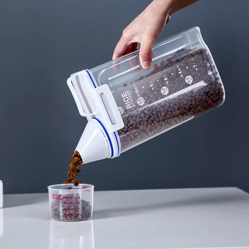 Réservoir Étanche Pour Le Riz Et Les Aliments Secs Avec Gobelet Doseur Et Poignée De Transport