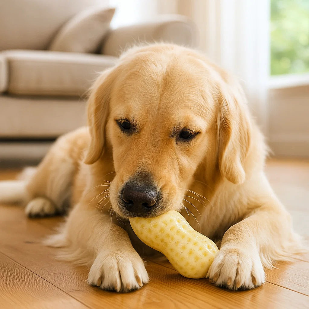Jouet à mâcher en forme de cacahuète pour chiens, durable