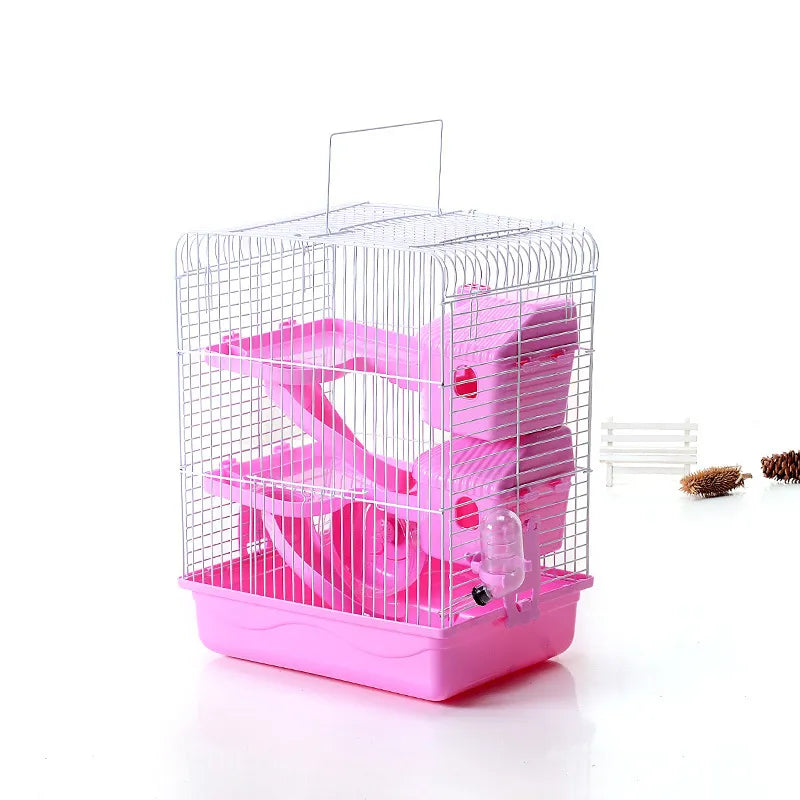 Cage pour Hamsters avec Étages et Biberon - Cage Compacte pour Rongeurs