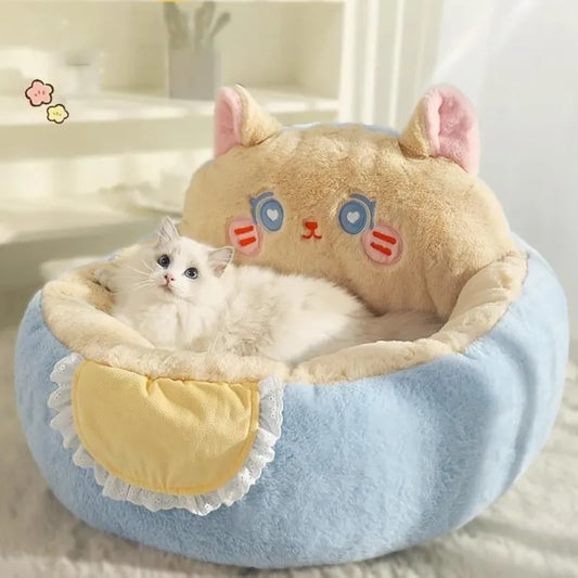 Lit pour Chat Douillet au Design Mignon - Lit Confortable pour Chats et Petits Animaux Domestiques