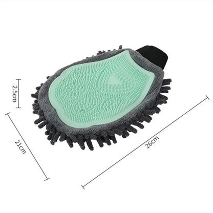 Gant de Toilettage 2 en 1 en Microfibre et Silicone - Massage Doux et Épilation Efficace pour Chiens et Chats