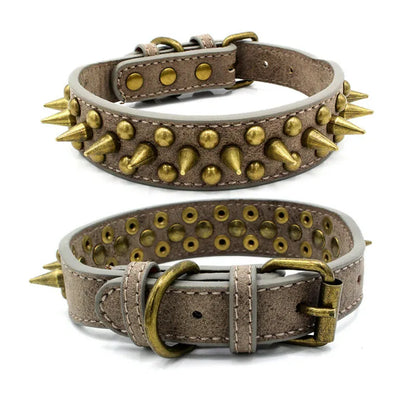 Collier De Chien En Cuir Avec Rivets Et Piques En 3 Couleurs