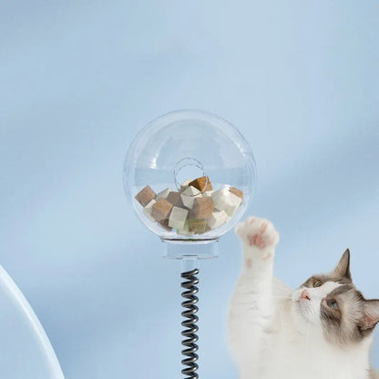 Jouet Interactif pour Chats avec Distributeur de Friandises et Barre Flexible