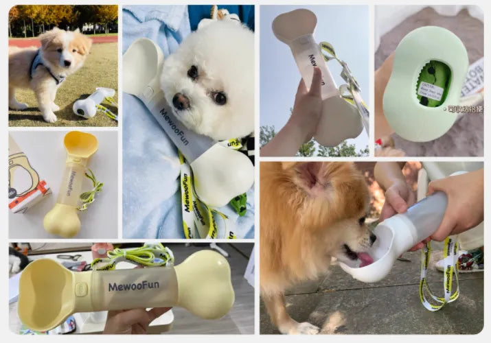 Gourde Pour Chien En Forme D'os - Distributeur D'eau Portable Avec Écuelle