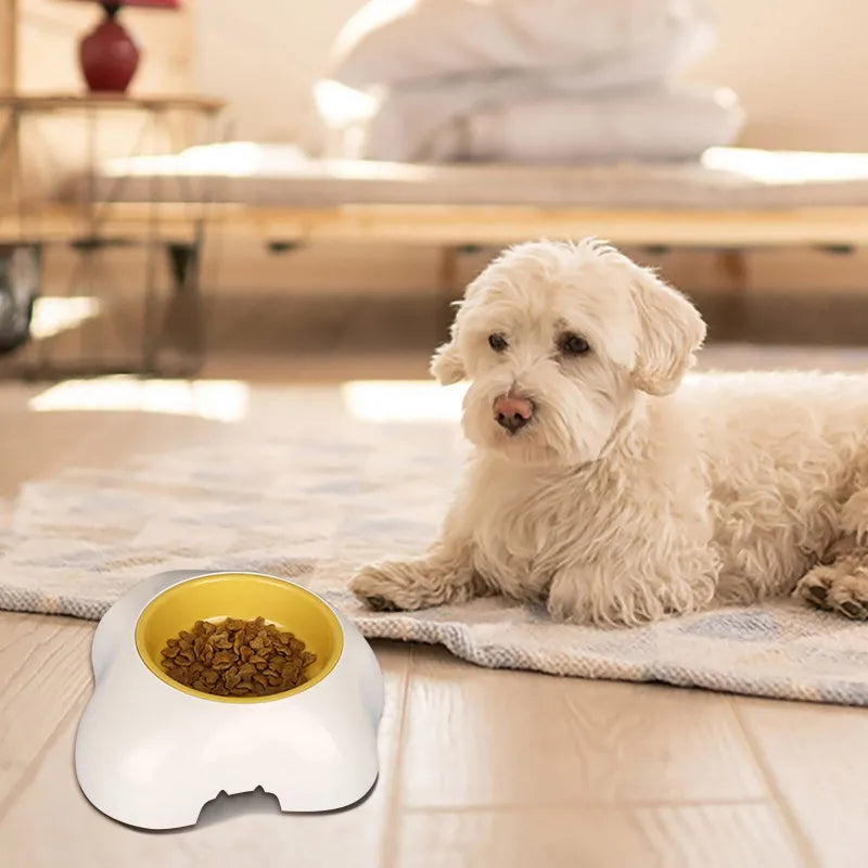 Set de Gamelles pour Chiens et Nourriture pour Animaux de Compagnie - Design Double Gamelle Antidérapante avec Jaune