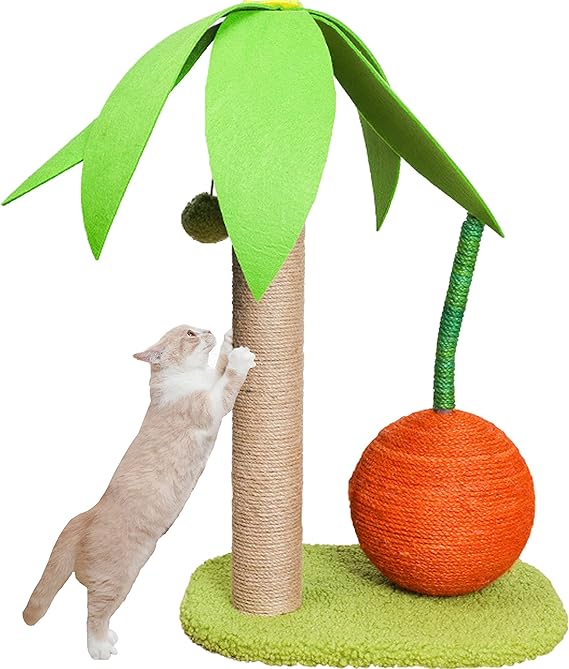 Arbre À Chat En Sisal Avec Palmiers Et Orange