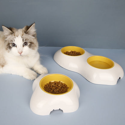 Set de Gamelles pour Chiens et Nourriture pour Animaux de Compagnie - Design Double Gamelle Antidérapante avec Jaune