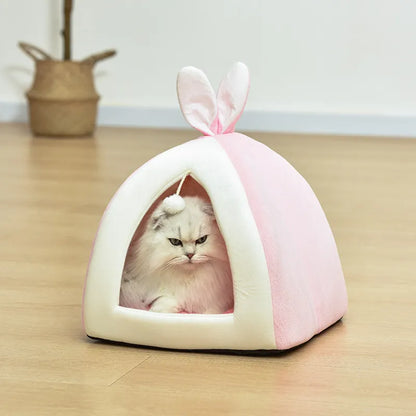 Confortable et Douillet - Lit pour Chat en Forme de Grotte avec Balle de Jeu