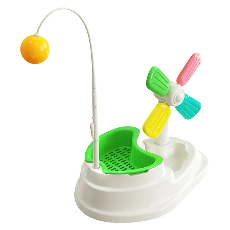 Jouets Interactifs pour Chats - Moulin à Vent avec Balle et Support en Herbe pour Stimuler L' Esprit