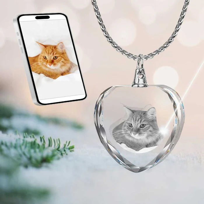 Collier Photo Personnalisé 2D/3D Cristal Coeur