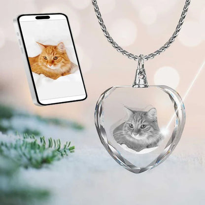 Collier Photo Personnalisé 2D/3D Cristal Coeur