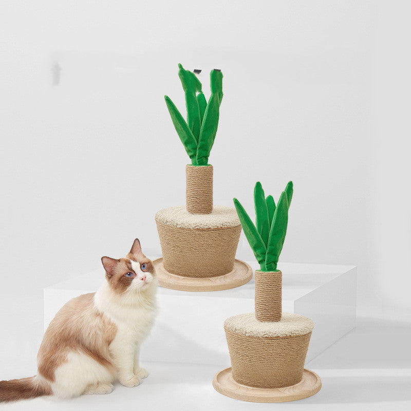 Arbre à Chat Plante - Tronc à Griffer avec Sisal et Feuilles Souples , Meuble pour Faire Ses Griffes à la Maison
