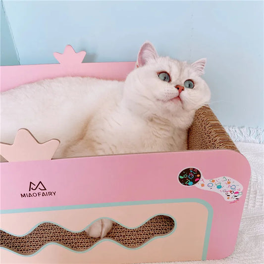 Meuble Griffoir pour Chats avec Jouets , Griffoir pour Chats , Boîte à Griffer en Rose