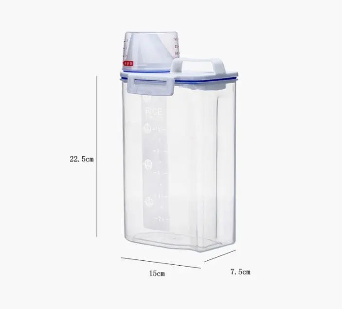 Réservoir Étanche Pour Le Riz Et Les Aliments Secs Avec Gobelet Doseur Et Poignée De Transport