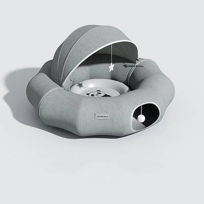 Lit Douillet pour Chats et Petits Chiens avec Toit Amovible et Jouets
