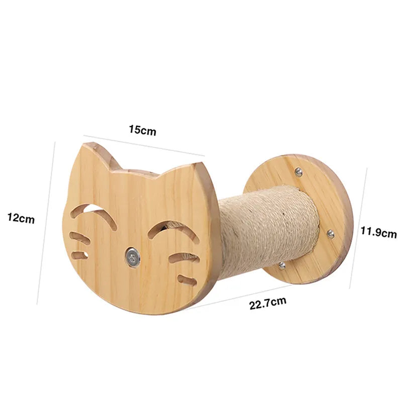 Planche à Gratter Murale pour Chats en Bois dans un Design de Tête de Chat - Lieu de Repos Confortable et Jouet