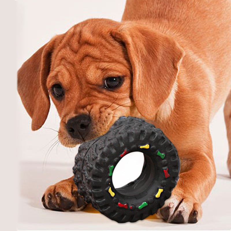 Jouet Pour Chien Robuste En Forme De Pneu Avec Structure À Mâcher Et Détails Colorés