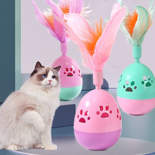 Jouets Interactifs pour Chats avec Plumes - Jouets en Forme de Boule Colorée pour Chats