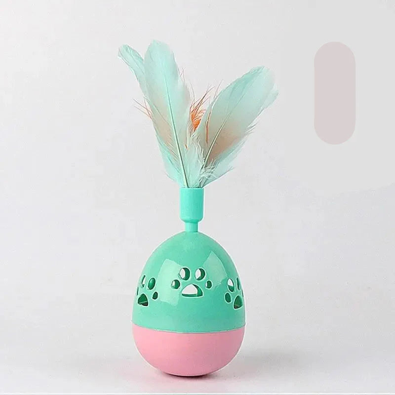 Jouets Interactifs pour Chats avec Plumes - Jouets en Forme de Boule Colorée pour Chats