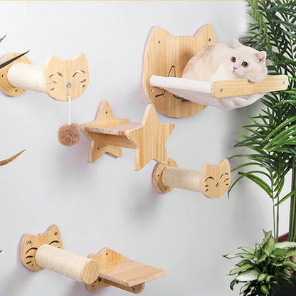 Planche à Gratter Murale pour Chats en Bois dans un Design de Tête de Chat - Lieu de Repos Confortable et Jouet