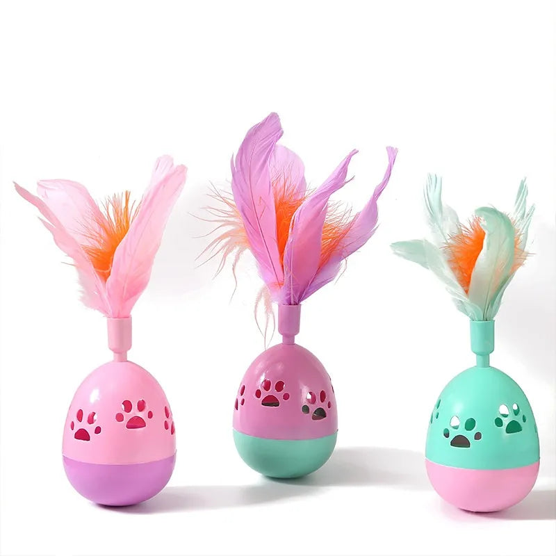 Jouets Interactifs pour Chats avec Plumes - Jouets en Forme de Boule Colorée pour Chats