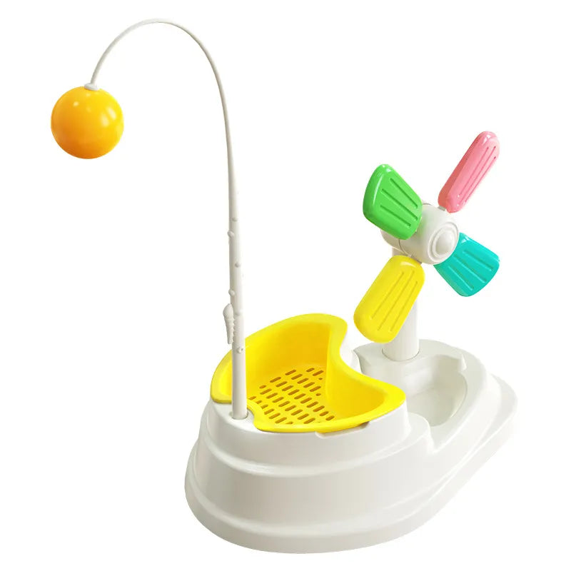 Jouets Interactifs pour Chats - Moulin à Vent avec Balle et Support en Herbe pour Stimuler L' Esprit
