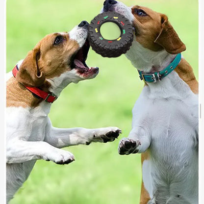 Jouet Pour Chien Robuste En Forme De Pneu Avec Structure À Mâcher Et Détails Colorés